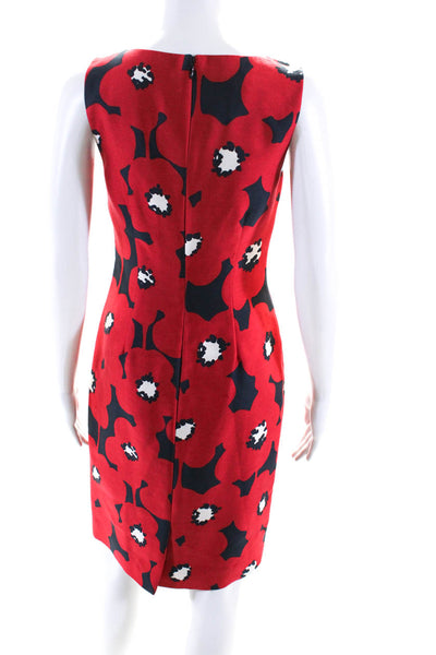 Hobbs London Womens Floral Print Boat Neck Midi Pencil Dress Blue Red Size 4