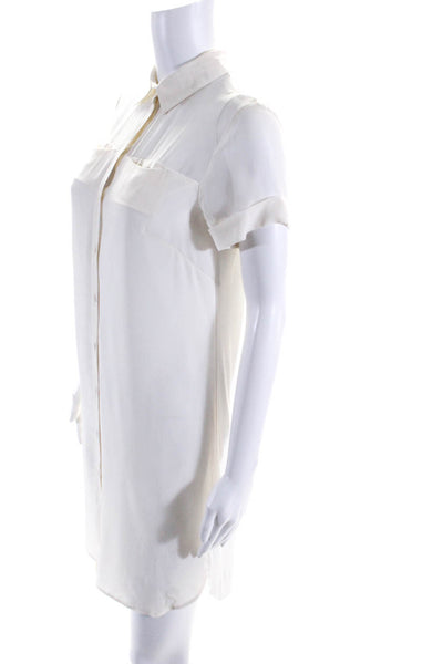 Bailey 44 Womens Silk Chiffon Collared Short Sleeve Shirt Dress White Size S