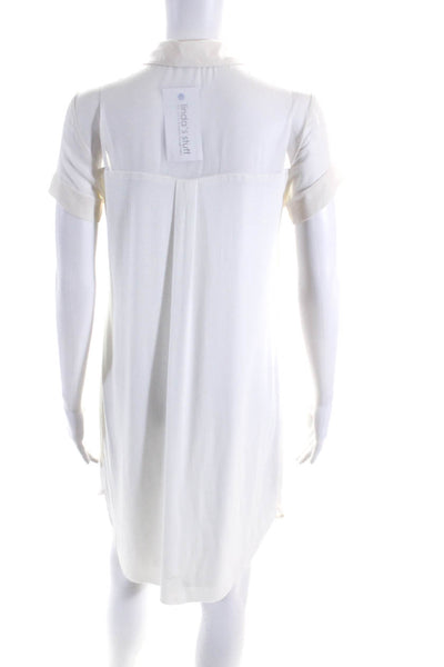 Bailey 44 Womens Silk Chiffon Collared Short Sleeve Shirt Dress White Size S