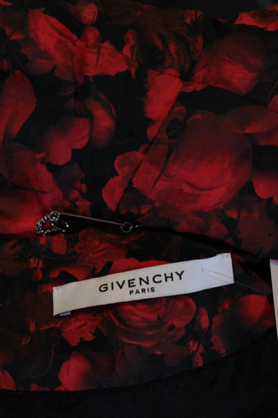 Givenchy Womens Red Floral Print Zip Cowl Neck Long Sleeve Puffer Size 40