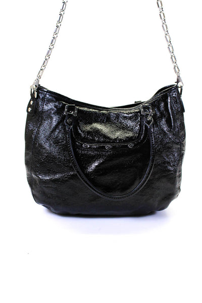 Tory Burch Womens Snap Closure Top Handle Chain Strap Tote Handbag Black Size M