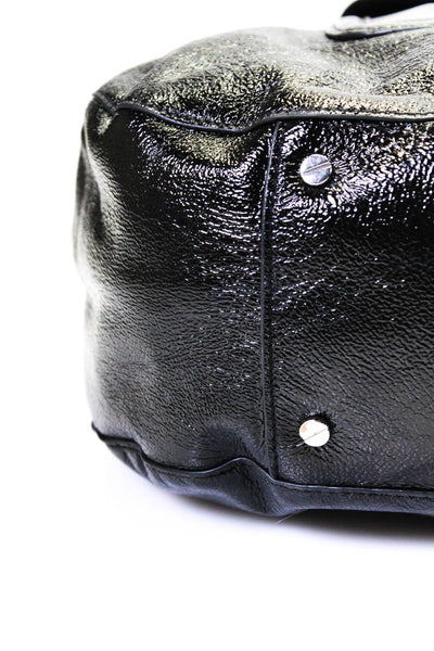 Tory Burch Womens Snap Closure Top Handle Chain Strap Tote Handbag Black Size M