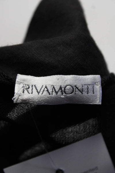 Rivamonti Womens Cotton V-Neck Long Sleeve Button Up Knit Top Black Size L