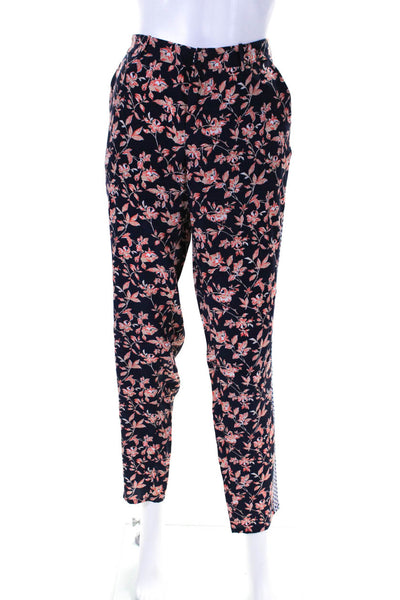 Joie Womens Silk Floral Print Hook Closure Mid-Rise Tapered Pants Navy Size 6