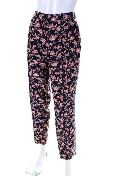 Joie Womens Silk Floral Print Hook Closure Mid-Rise Tapered Pants Navy Size 6