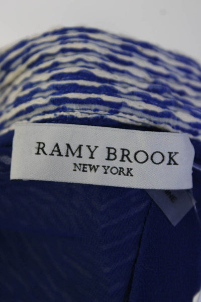 Ramy Brook Womens Cotton Striped Side Zipped Mini Slip-On Shorts Blue Size 0