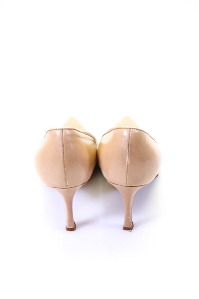 Manolo Blahnik Womens Leather Pointed Toe Stiletto Heels Pumps Tan Size EUR37.5