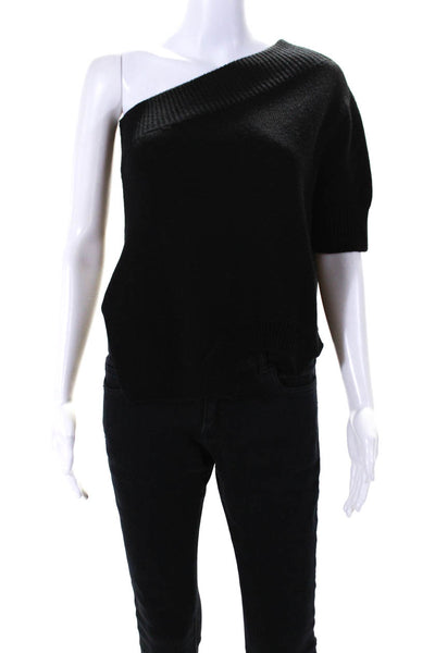 Monse Womens Wool Knit Asymmetrical Cropped Turtleneck Sweater Black Size XS