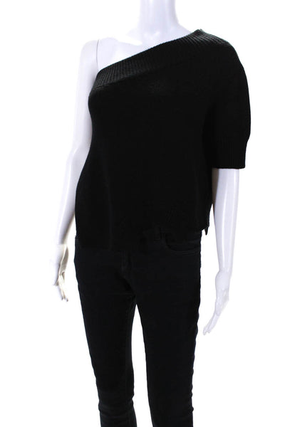 Monse Womens Wool Knit Asymmetrical Cropped Turtleneck Sweater Black Size XS