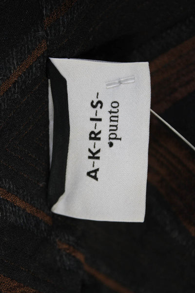 Akris Punto Womens Black Brown Printed One Button Long Sleeve Blazer Size 10