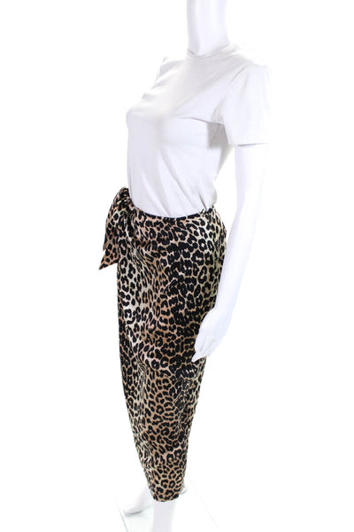 Ganni Womens Silk Animal Print Maxi Skirt Brown Black Size EUR 36