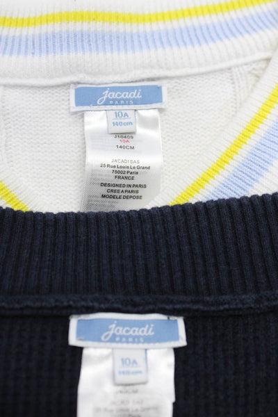Jacadi Boys V-Neck Long Sleeves Cable Knit Sweater White Size 10 Lot 2