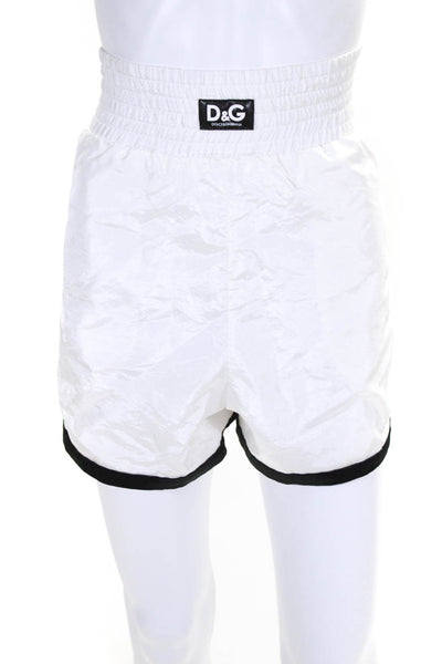 D&G Dolce & Gabbana Womens Elastic Waist Curved Hem Boxing Shorts White Size 42