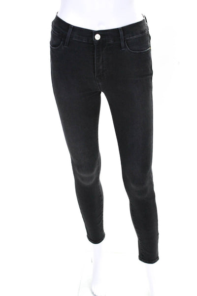 Frame Womens Cotton Denim Belt Looped High-Rise Skinny Leg Jeans Black Size 25