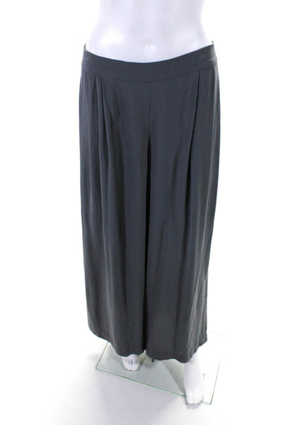 Eileen Fisher Womens Silk High Rise Pleated Wide Leg Pants Gray Size S