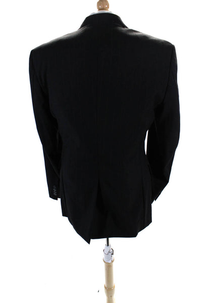 Roundtree & Yorke Mens Wool Striped Print Buttoned Blazer Black Size EUR38R