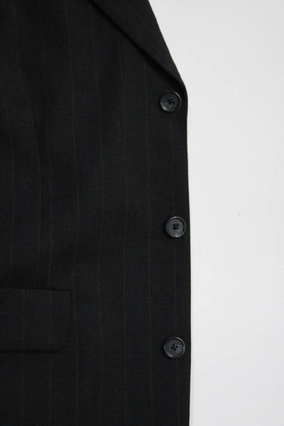 Roundtree & Yorke Mens Wool Striped Print Buttoned Blazer Black Size EUR38R