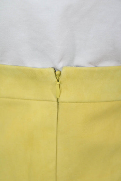 J Crew Collection Womens Back Zip Knee Length Suede Pencil Skirt Yellow Size 4