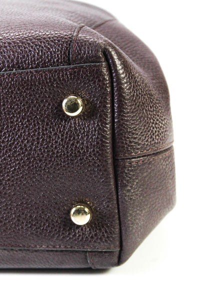 Coach Pebbled Leather Three Pocket Double Handle Frame Shoulder Handbag Purple