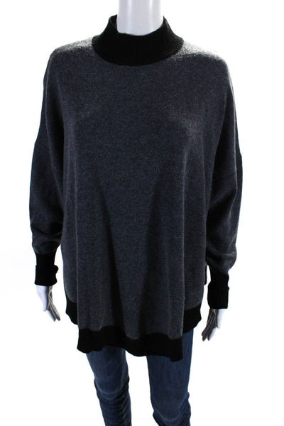 Hannah Childs Womens Wool Asymmetrical Hem Slit Pullover Sweater Gray Size XS