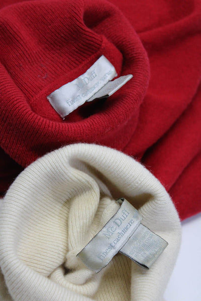Mcduff Women's Turtleneck Long Sleeves Cashmere Sweater Red Beige Size S Lot 2