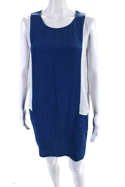 Stella McCartney Womens Crepe Two Tone Sleeveless Shift Dress Blue Size 40