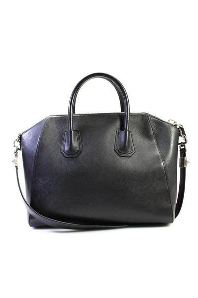 Givenchy Womens Medium Antigona Goat Leather Satchel Tote Handbag Black