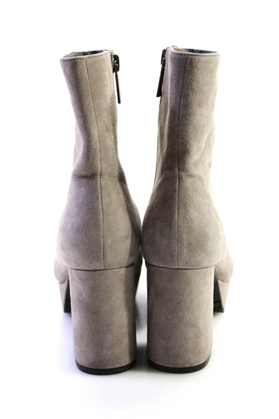Sacha London Womens Suede Platform Chunky High Heel Ankle Boots Gray Size 6.5