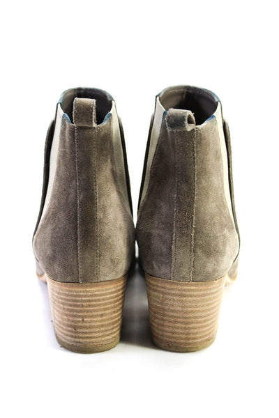 Vince Womens Suede Low Block Heeled Elastic Chelsea Ankle Boots Gray Tan Size 7