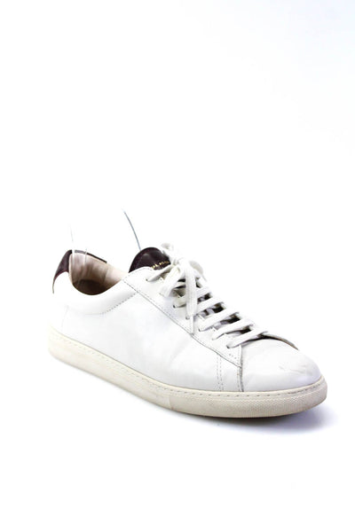 Zespa Womens Leather Low Top Lace Up Sneakers Off White Size 8
