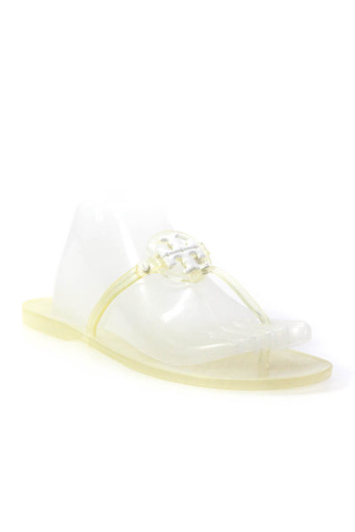 Tory Burch Womens Medallion Thong Slide On Sandals Clear Size 10