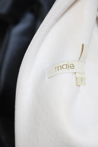 Maje Womens Sleeveless A Line Pleated Front Mini Dress White Black Size 1