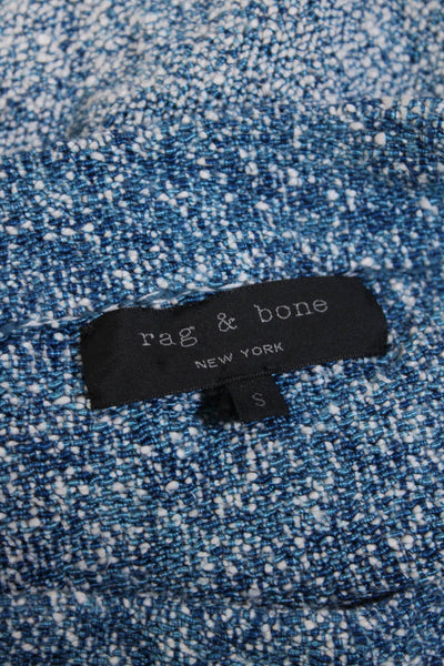 Rag & Bone Womens Boucle Pull On Mini Skirt Blue White Cotton Size Small
