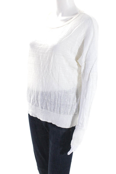 Rag & Bone Womens Long Sleeves Sweater White Cotton Blend Size Small