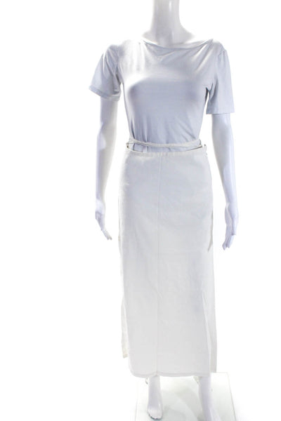 Theory Womens Side Slit Zipped Tied Slip-On Casual Maxi Skirt White Size 2