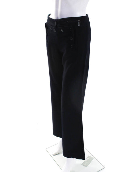 Philosophy di Alberta Ferretti Womens Wool Button Up Straight Pants Navy Size 2