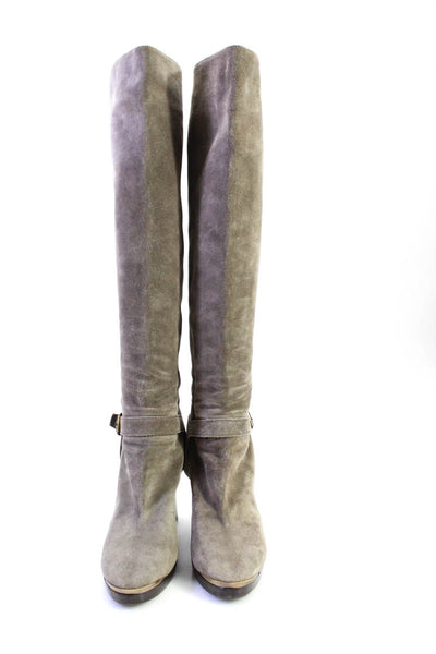 Lanvin Womens Suede High Heel Pull On Knee High Boots Gray Size 39.5 9.5