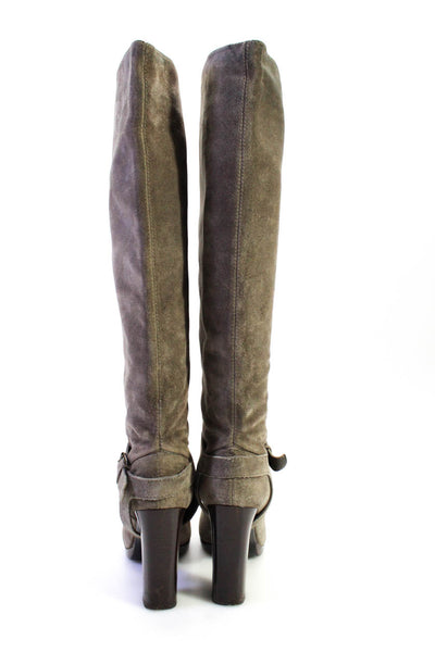 Lanvin Womens Suede High Heel Pull On Knee High Boots Gray Size 39.5 9.5