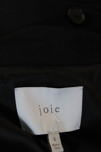 Joie Women's Collared Long Sleeves One Button Lined Blazer Black Size 6