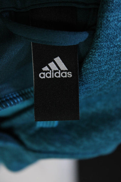 Adidas Mens Pullover Drawstring Logo Hoodie Sweater Blue Size Small