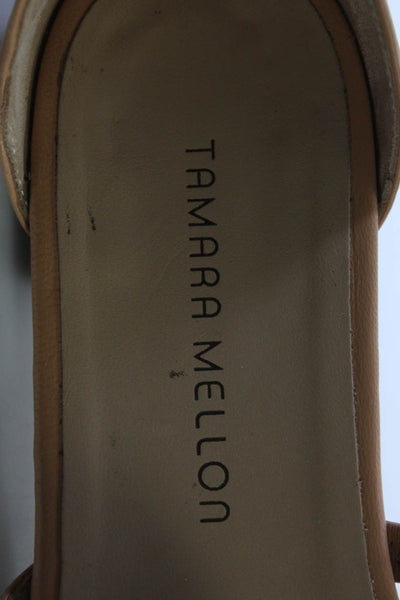 Tamara Mellon Womens Ankle Strap PVC Trim Sandals Brown Leather Size 41