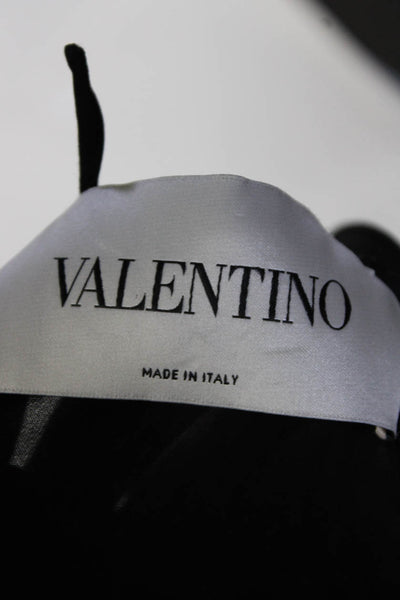 Valentino Womens Polka Dot Collared Long Sleeve A Line Dress Black White Size 36