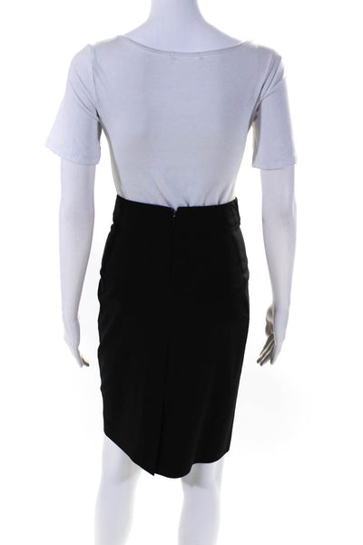 Theory Womens Woven Unlined Knee Length Pencil Skirt Black Wool Size 00