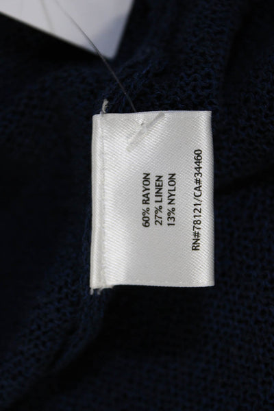 Eileen Fisher Womens Long Sleeve Open Knit Cardigan Sweater Navy Blue Size PM