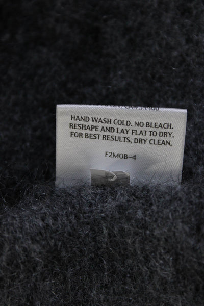 Eileen Fisher Womens Open Front Mohair Knit Vest Jacket Gray Black Size XS