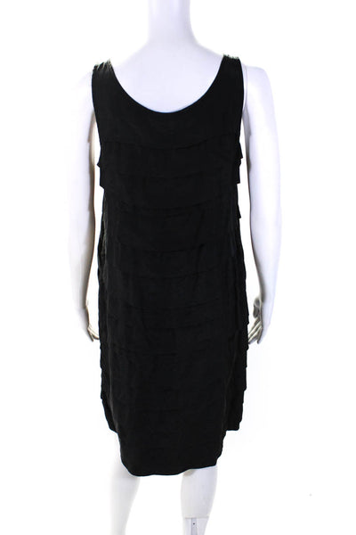 Eileen Fisher Women's Sleeveless Ruffle A-Line Silk Mini Dress Black Size S