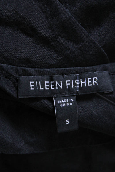 Eileen Fisher Women's Sleeveless Ruffle A-Line Silk Mini Dress Black Size S