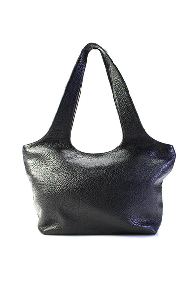 Groom Paris Womens Black Textured Leather Zip Shoulder Bag Handbag