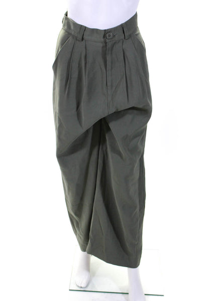 Nonchalant Womens Pleated Front High Rise Pants Green Size Extra Small