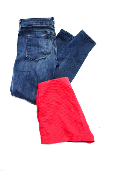 Vince J Crew Womens Riley Mid Rise Skinny Jeans Shorts Blue Red Size 28 6 Lot 2